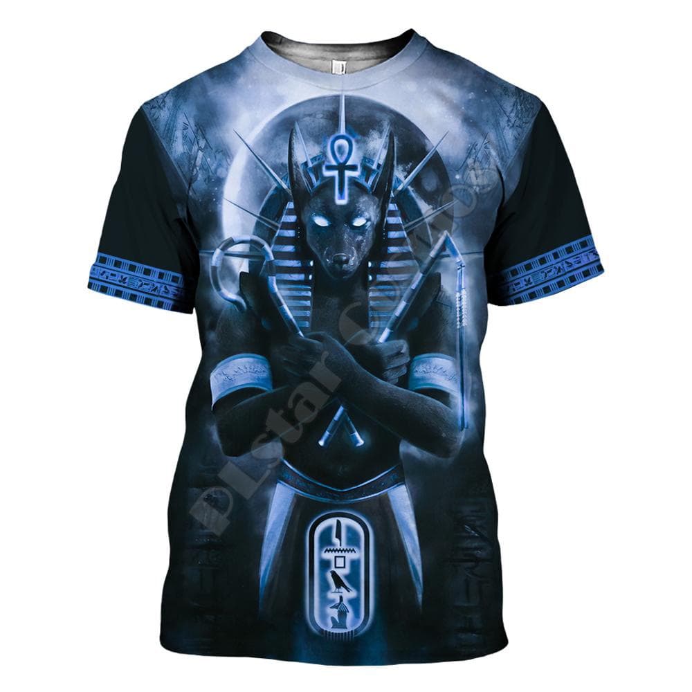 2023 PLstar Cosmos Horus Antigo Egito Deus Faraó Olho Anubis Cara 3d Imprimir Camiseta Casual Streetwear Masculino