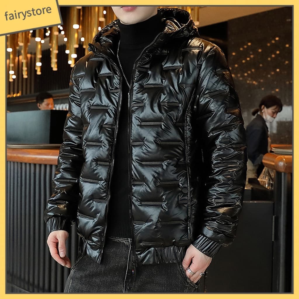 Revestimento De Algodão Com Capuz Sólido De Superfície Cor Longa Cardigan À Prova De Frio Casaco De Inverno Para Homens