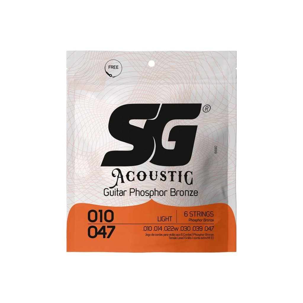 ENCORDOAMENTO 0.010 - 0.047 BRONZE FOSFORO P/VIOLAO Tensão leve SG 6690