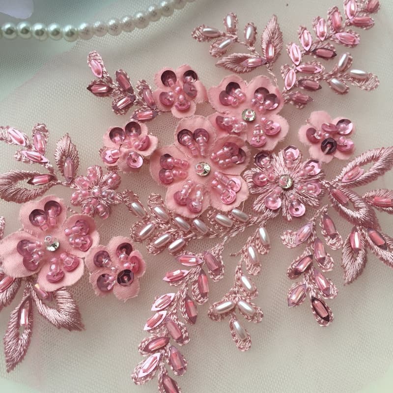 1Piece Rhinestone Flower Beaded Appliques Patch Reparo 21.5 * 12CM