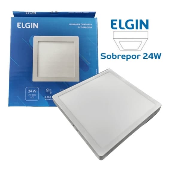 PAINEL PLAFON SOBREPOR 24W BRANCO FRIO QUADRADO BIVOLT 26x26cm - ELGIN