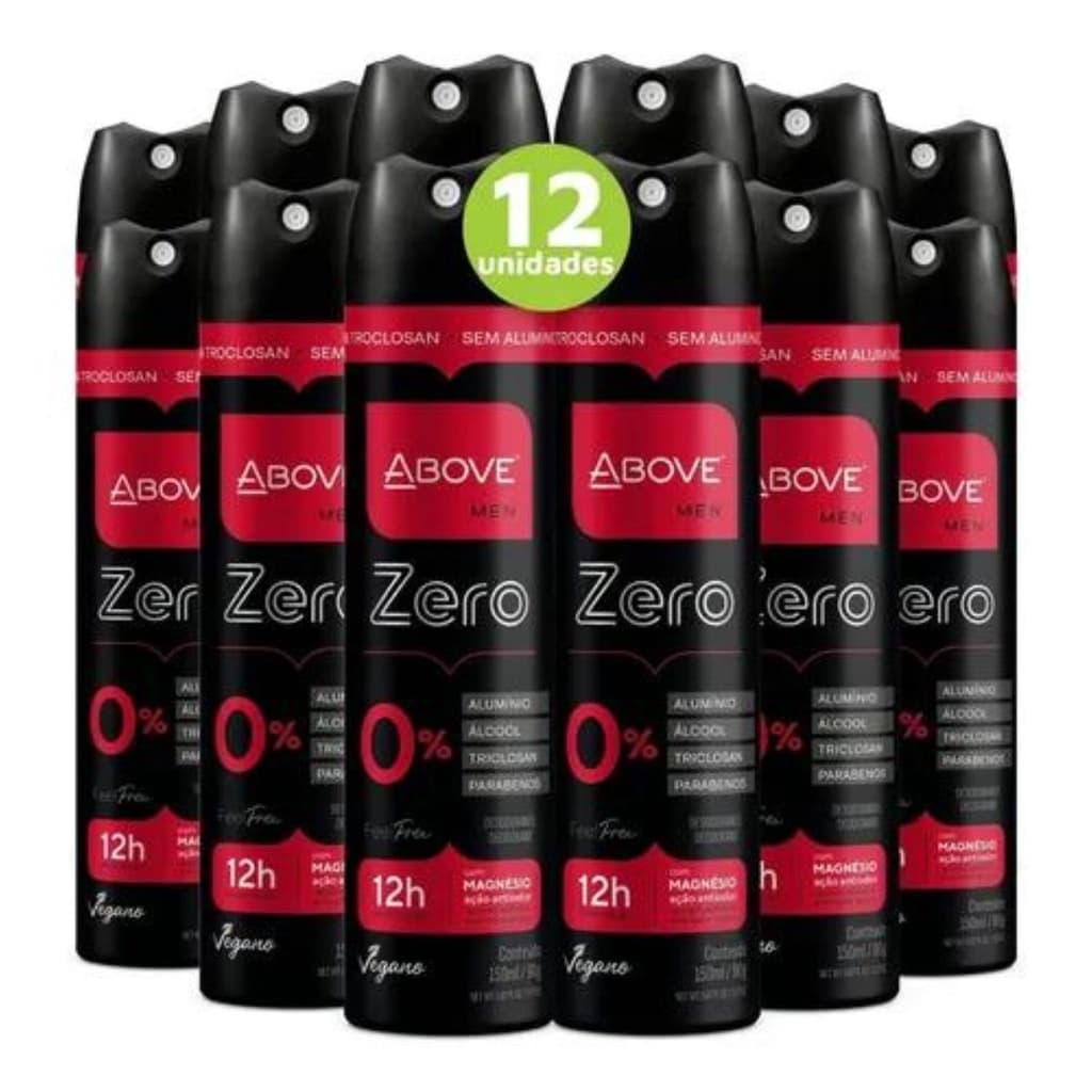 DESODORANTE ABOVE FEEL FREE ZERO SEM ALUMINIO MEN 12 UNIDADES