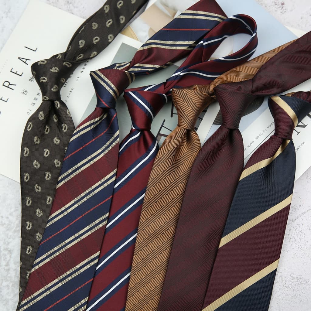 8cm Moda Versátil Gravatas De Café Riscado Poliéster Sólido Para Homens Gravata Casual De Casamento GentleMen