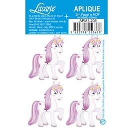 Aplique Decoupage Unicórnio Rosinha Apm3-208 em Papel e Mdf 3cm Litoarte