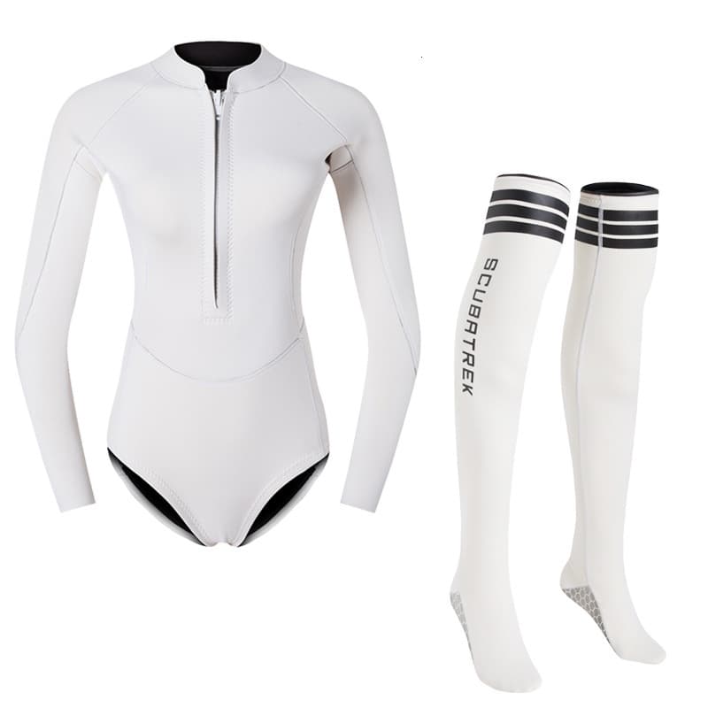 Terno De Mergulho Feminino Macaron De 2mm , Peça Única , Surf , Manga Comprida , Roupa De Água-Viva , Quente E À Prova D