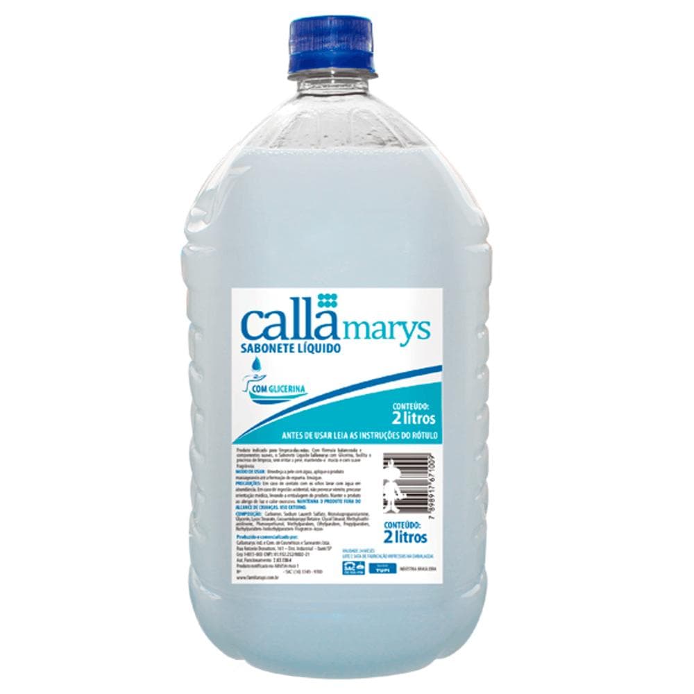Sabonete Líquido Com Glicerina Callamarys 2 Litros