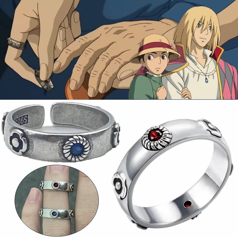 Anime Howl's Moving Castle Cosplay Anel Hayao Sophie Howl Trajes Unissex Anéis De Metal Jóias Acessórios Prop Presente