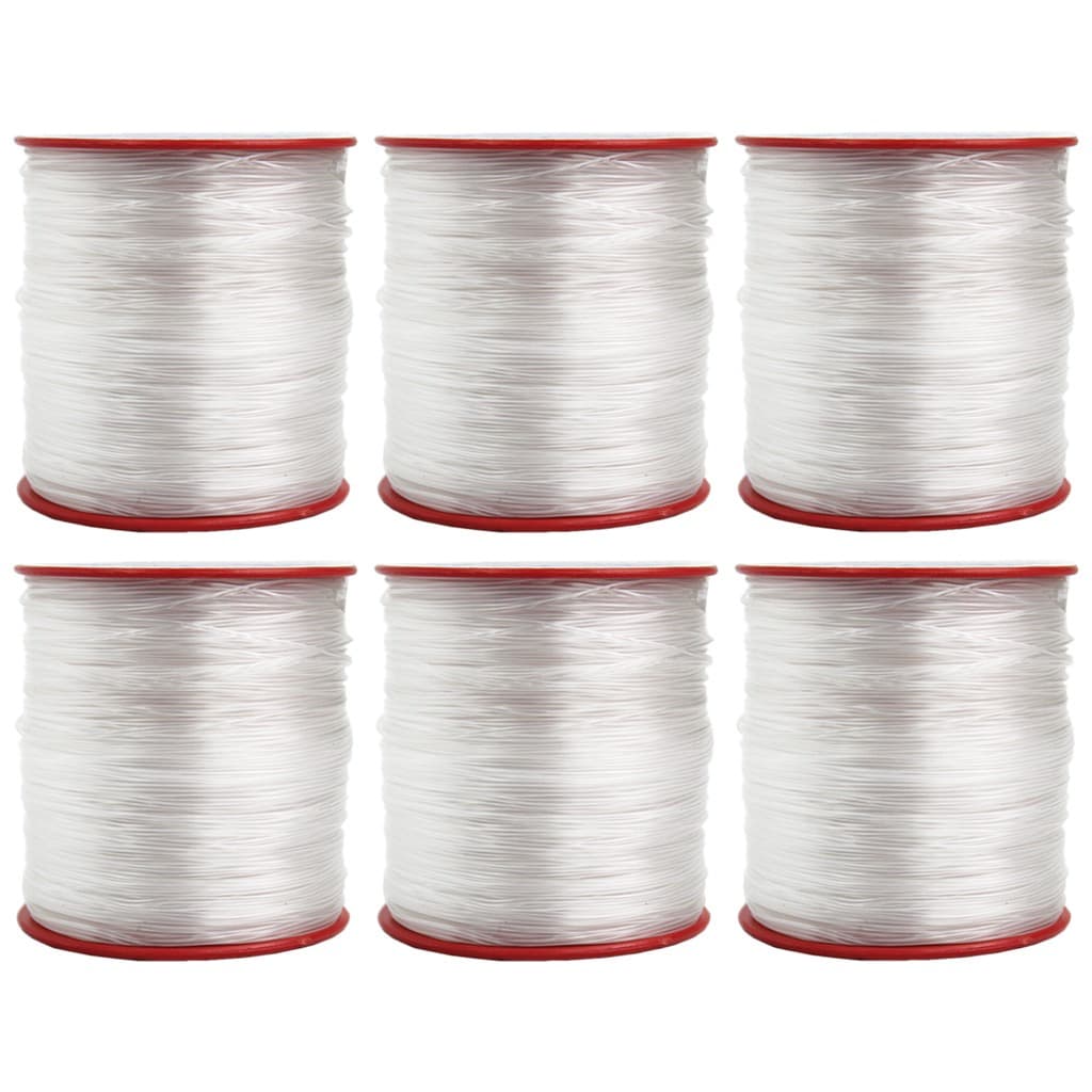 Kit 6 Rolos de Linha de Nylon Fio Incolor Para Pesca Artesanato