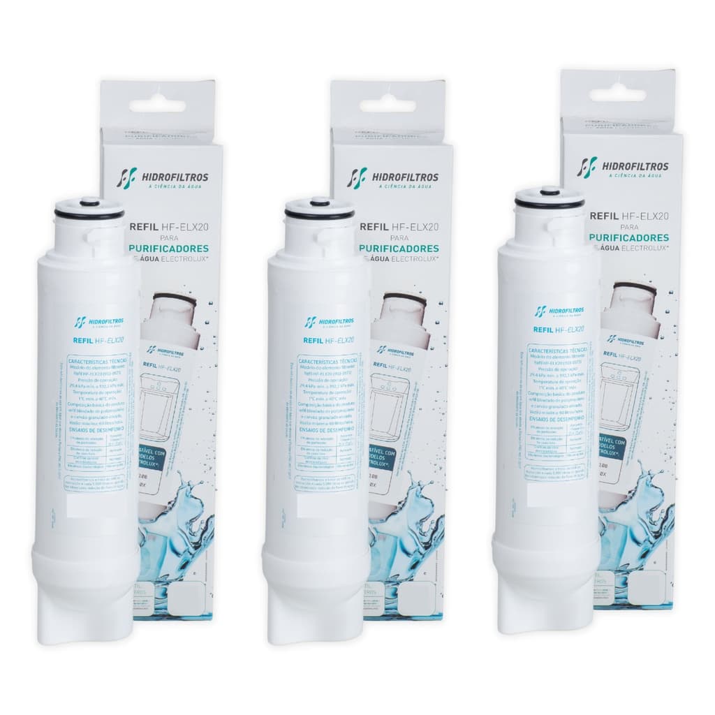 Kit 3 Refil Filtro Compatível Electrolux Purificador Água Pe10b Pe10x  PAPPCA20 Pe Pe10 Vela