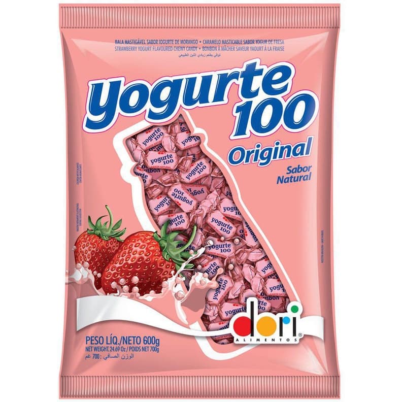 Bala Mastigável Yogurte 100  Dori 600g