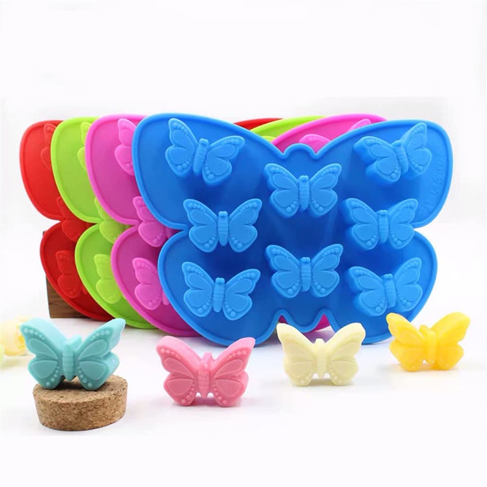 8 Molde De Bolo De Borboleta Silicone Para Chocolate Em Forma Bandeja De Cubo De Gelo Sab