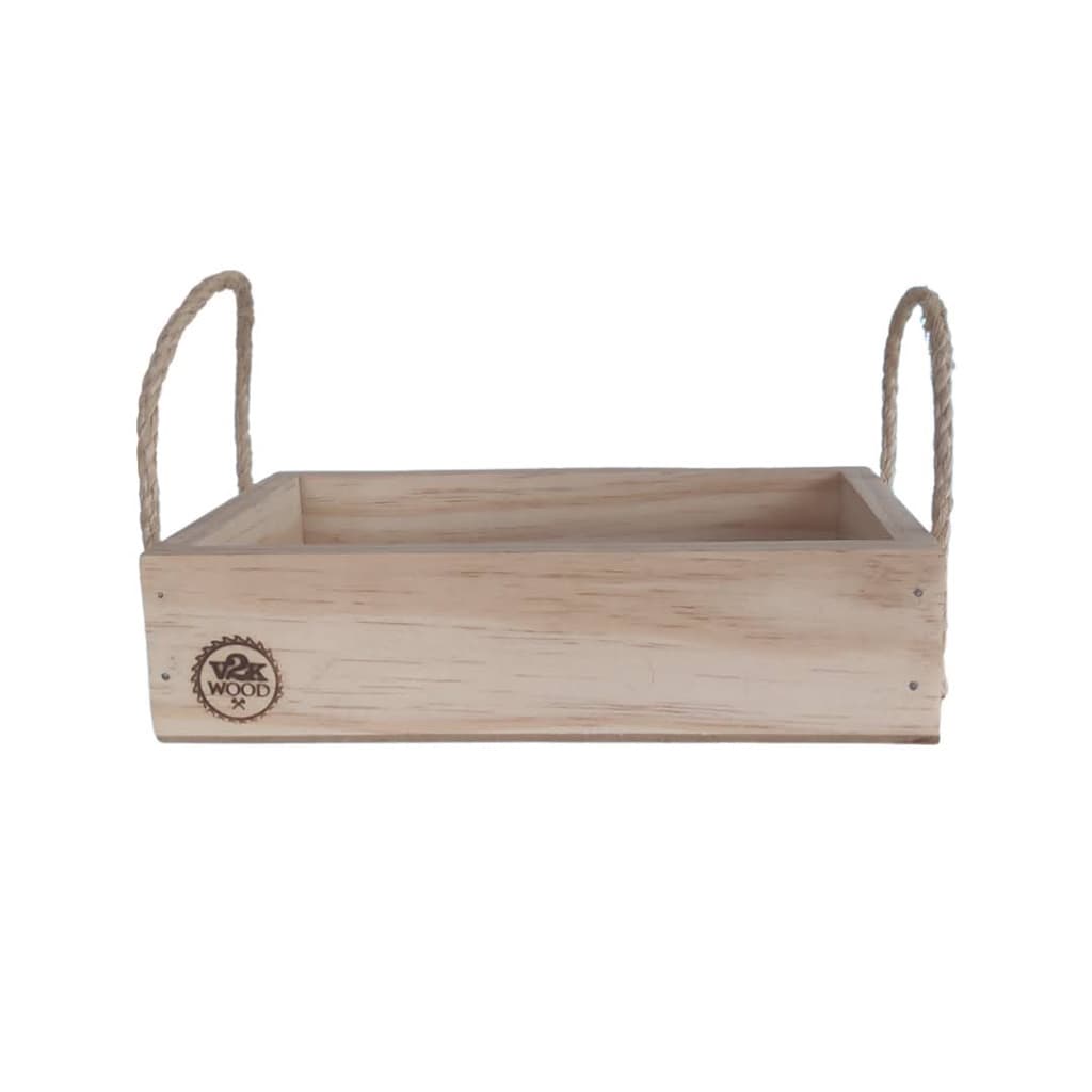 Cesta de Madeira 25x17x6 Alça de Sisal Pascoa Aniversarios