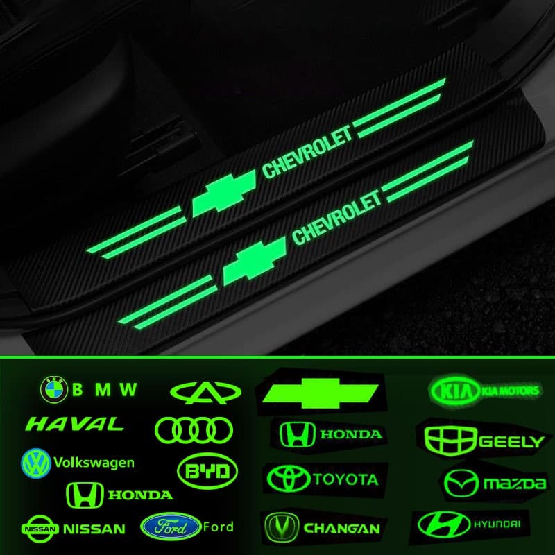 4PCS Fita Adesiva Luminosa Para Soleira Da Porta Do Carro anti-Riscos Proteção pedal Material Decorativo universal