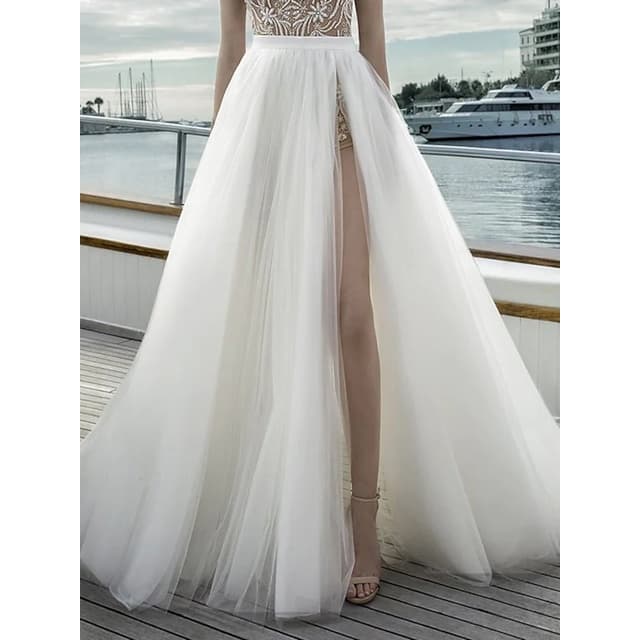Saia De Gaze Dividida Feminina De Primavera Verão Vestido De Festa De Cintura Alta Praia Tulle