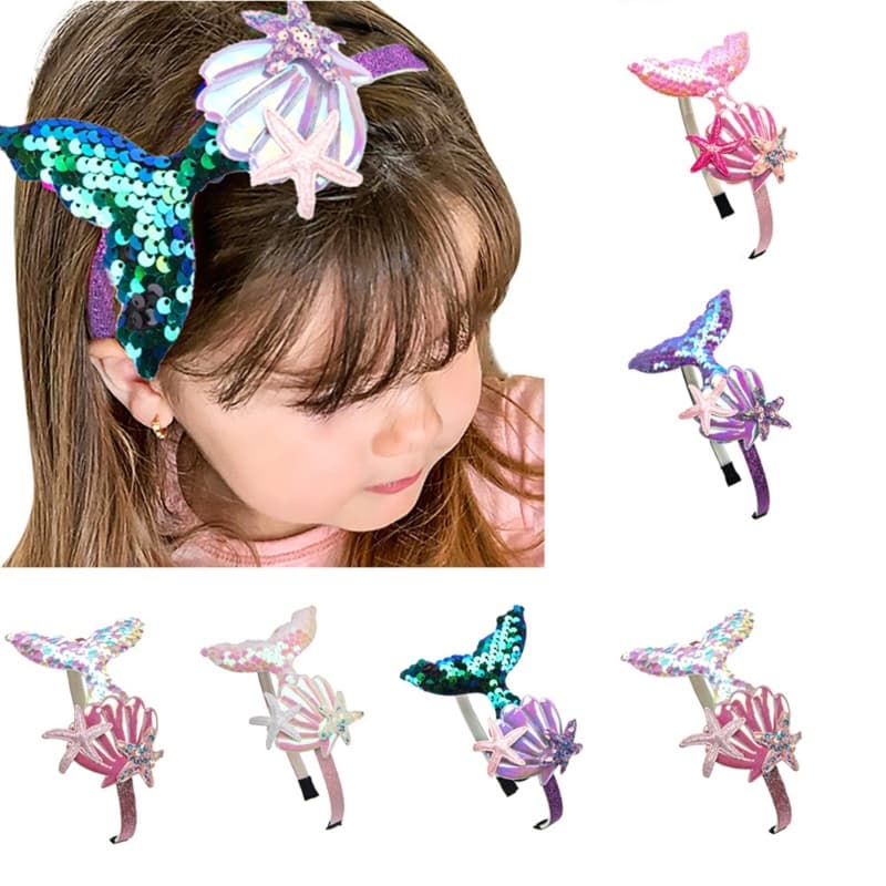 QUICKR Grampo Cabelo Tema Oceano, Faixa Cabeça Para Festa Bebê, Concha Cauda Sereia Princesa