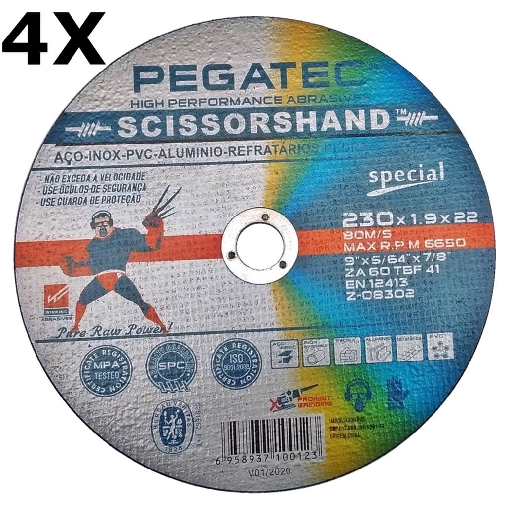 DISCO SCISSORSHAND - 9'' - 230x1.9x22,23MM MULT PEGATEC 4 PC