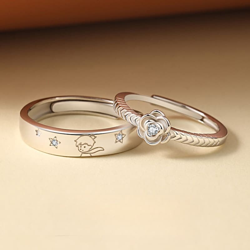 2026 Novo Presente Para Namorada Pequeno Príncipe E Rosa Anel De Casal Token De Amor De Aniversário