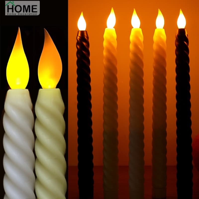 [Home] Castiçais Eletrônicos Alimentados Por Bateria/Lâmpada De Velas Cônicas LED Em Espiral/Suprimentos Para Festas De