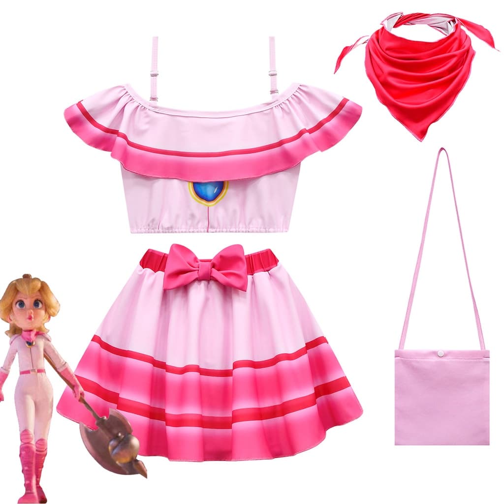 Conjunto De Roupa De Banho Para Meninas Super Mary Peach Princess Duas Peças Com Alça Elástica Alta
