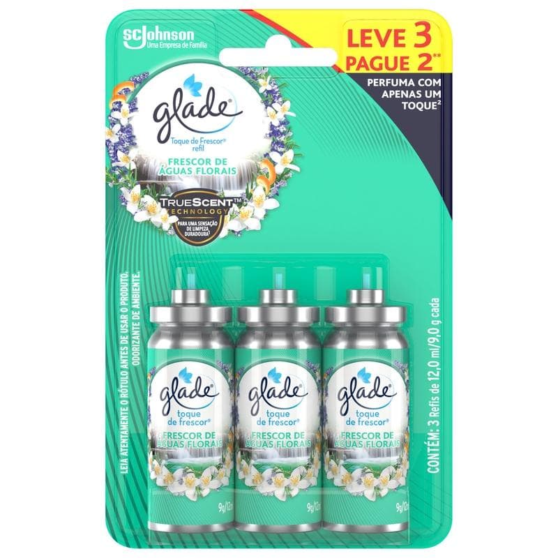 Odorizador de Ambiente Glade Águas Florais Toque de Frescor Refil 12ml Leve 3 Pague 2 Unidades