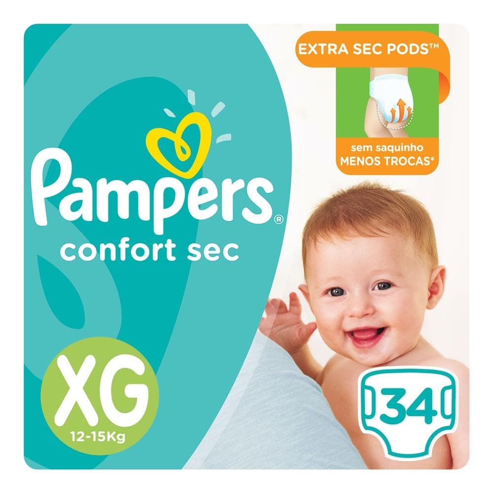 Fralda Pampers Confort Sec XG com 34 unidades