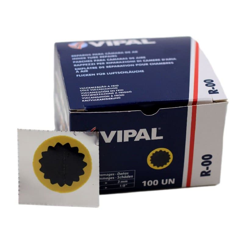 Kit 100 Remendos Estrela Vipal 30mm para Reparo de Câmaras de Ar Bike MTB