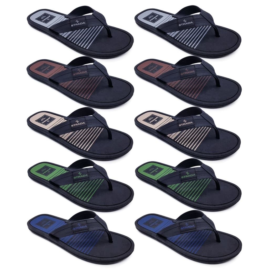 Kit 10 Pares Chinelo Sandália Masculino Adulto Básico Borracha Original Strada Classic Revenda S01