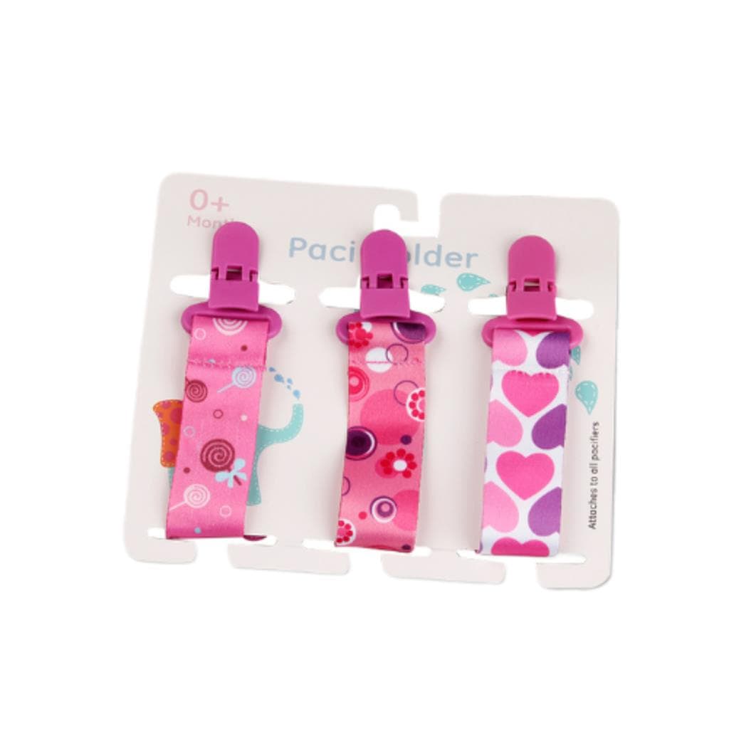 Kit 3x Clip para Chupeta de Bebê Rosa