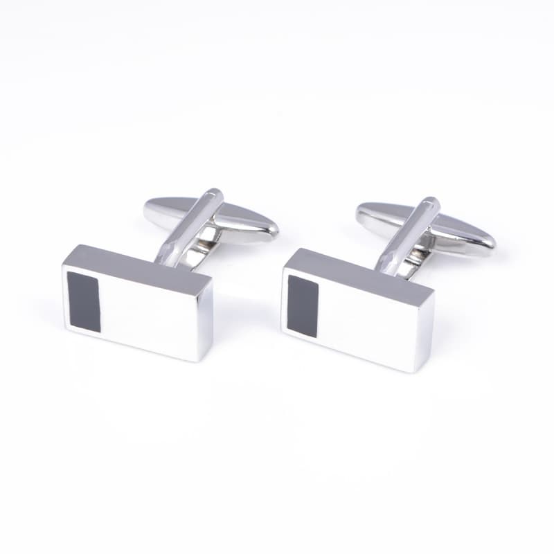 Abotoaduras de Cobre Quadradas com Esmalte Preto, Abotoaduras Escovadas de Alta Qualidade