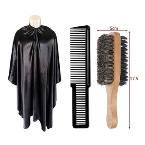 Capa De Corte + Escova Disfarce Dupla+ Pente Cabelo Barbeari