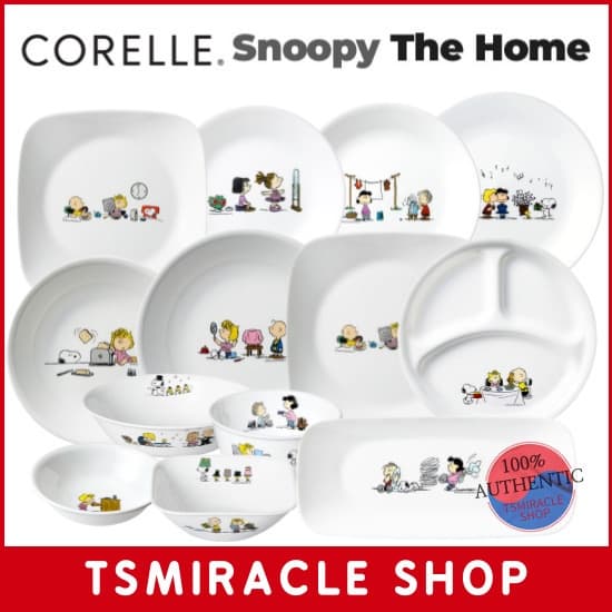 CORELLE Snoopy The Home Coleção De Louças Prato Redondo Tigela De Macarrão Talheres