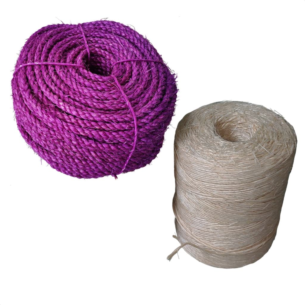 KIT CORDA SISAL LASIS 6MM ROXO  25M + BARABNTE 2MM 250M ARTESANATO ARRANHADORES DECORAÇÃO RUSTICA
