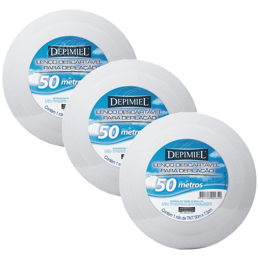 PAPEL PARA DEPILACAO DEPIMIEL ROLO 50MT LENCO TNT C/3