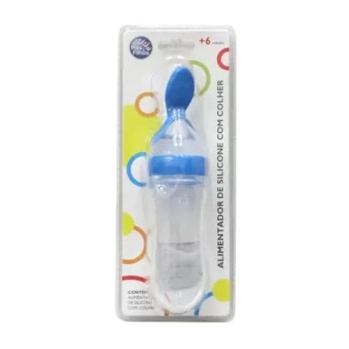 Colher Alimentadora de Silicone para Bebê 90ml Azul - Pais & Filhos