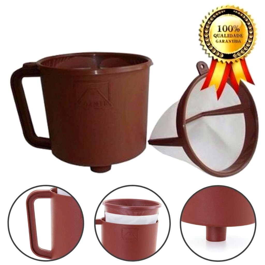 Coador de Café Tecido Chá com Suporte e Funil Ecológico Reutilizável Envio Imediato Coamil