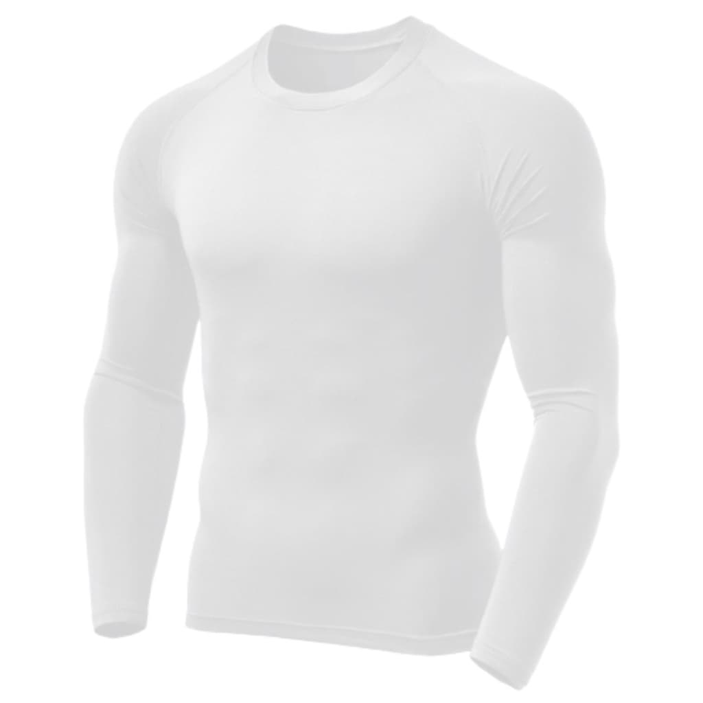 Camisa Manga Longa Branco Academia Segunda Pele Camiseta Proteção Solar UV50+ Lisa