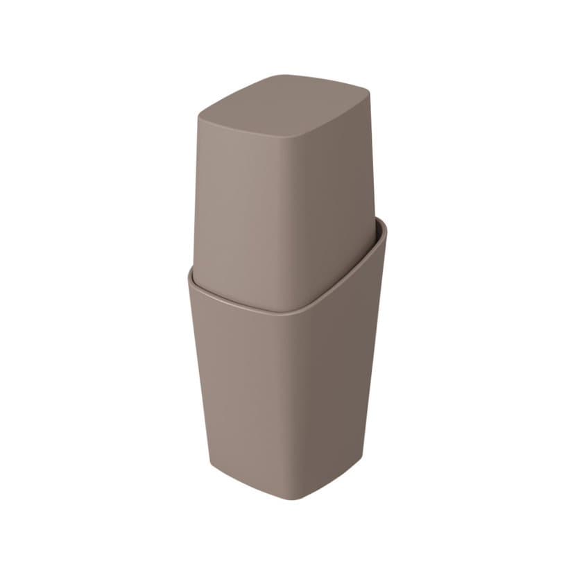 Porta Escovas com Tampa Square em Plástico Warm Gray 8,2x8,2x20,8cm - Coza