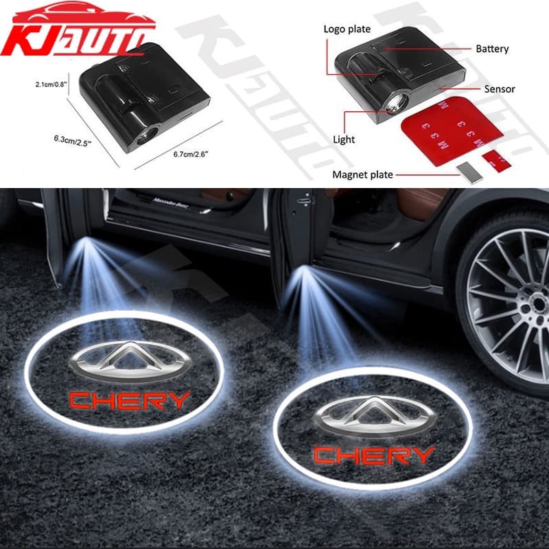 2 Unidades/Conjunto Chery Luzes De Porta De Carro Lâmpadas De Boas-Vindas Sem Fio QQ Eastar Omoda 5 Tiggo 5X 2 7 8 Pro F