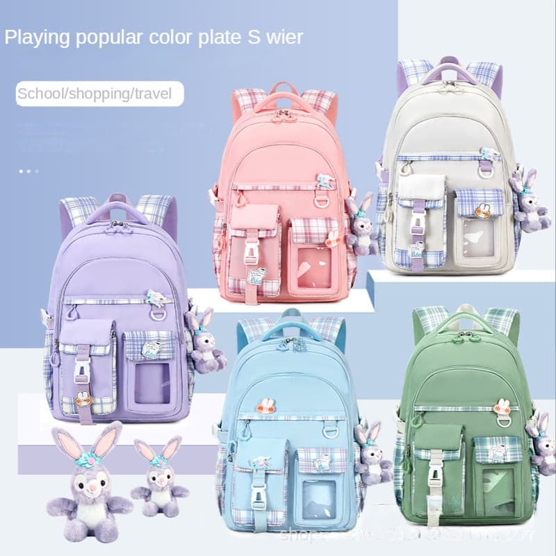 Mochila Feminina De Grande Capacidade À Prova D'água Design Multicamadas Bolsa Escolar Para Estudantes