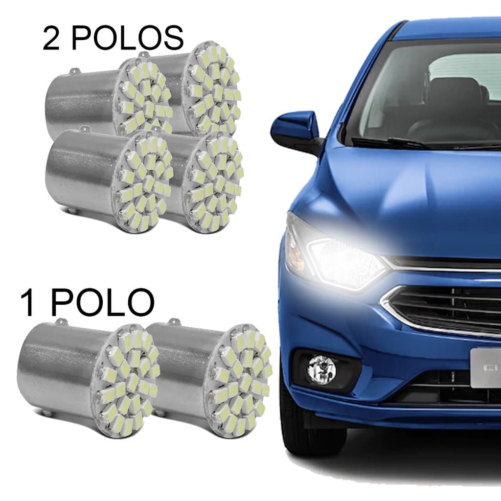 Kit 4 Lâmpadas 67BA15s 2 Polos 22 Leds+Par Lâmpadas 67 1 Polo com 22 Leds Para Carro