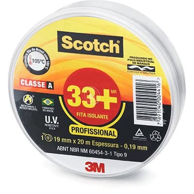 Fita adesiva isolante 19mmx20m 3m scotch preta
