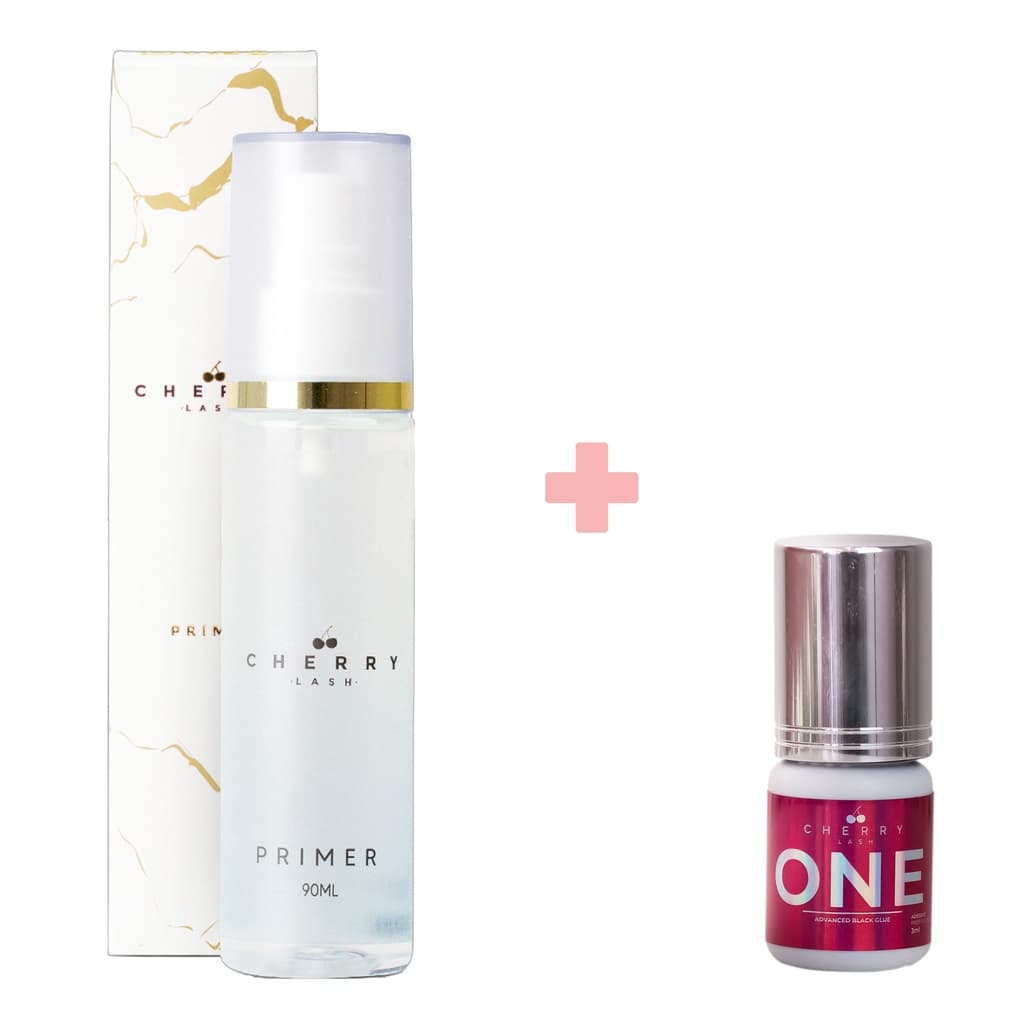 Primer 90ml + Adesivo Cola One 3g para Extensão de Cílios Cherry Lash
