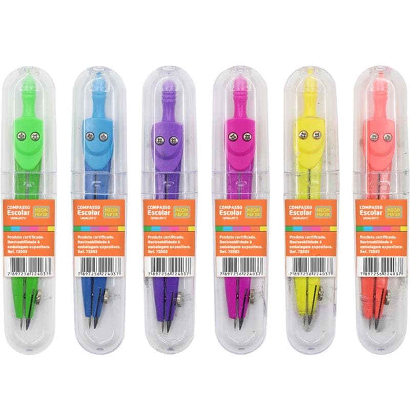 Compasso escolar LEONORA neon fever cores sortidas UN