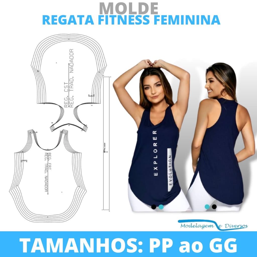 MOLDE REGATA FITNESS FEMININA, MODELAGEM&DIVERSOS, CORREIOS