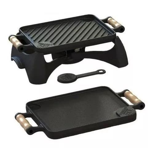 Chapa Rechaud De Mesa Ferro Fundido Retangular Dupla Face