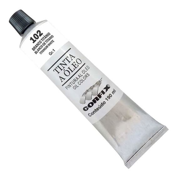 Tinta Óleo Branco Titânio 102 - 20ml Corfix G1 p/ Tela Artesanato