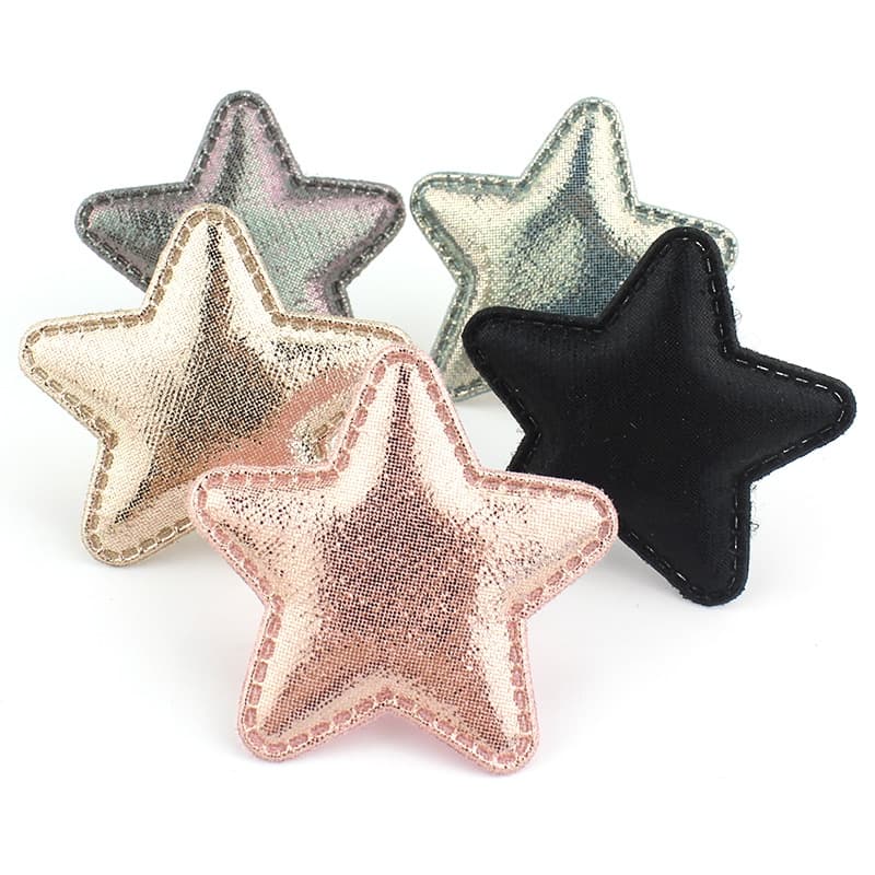 30 Pçs 4.8cm Brilhante Couro Do Plutônio Forma Estrela Apliques Acolchoados Para DIY Hairpin Headwear Presentes Artesana