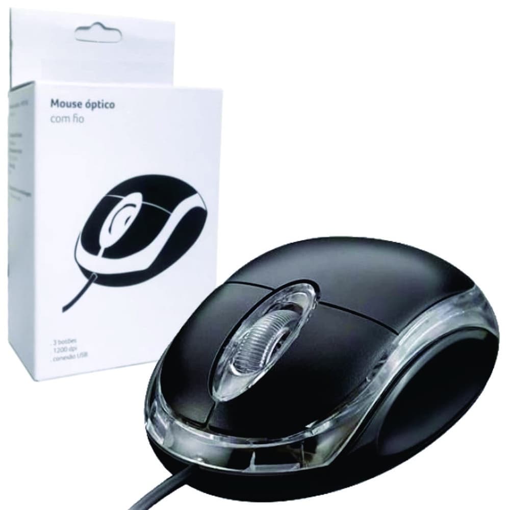 Mouse USB Com Fio Basico Optico Com Scroll 3 Botões PC DVR Notebook Computador