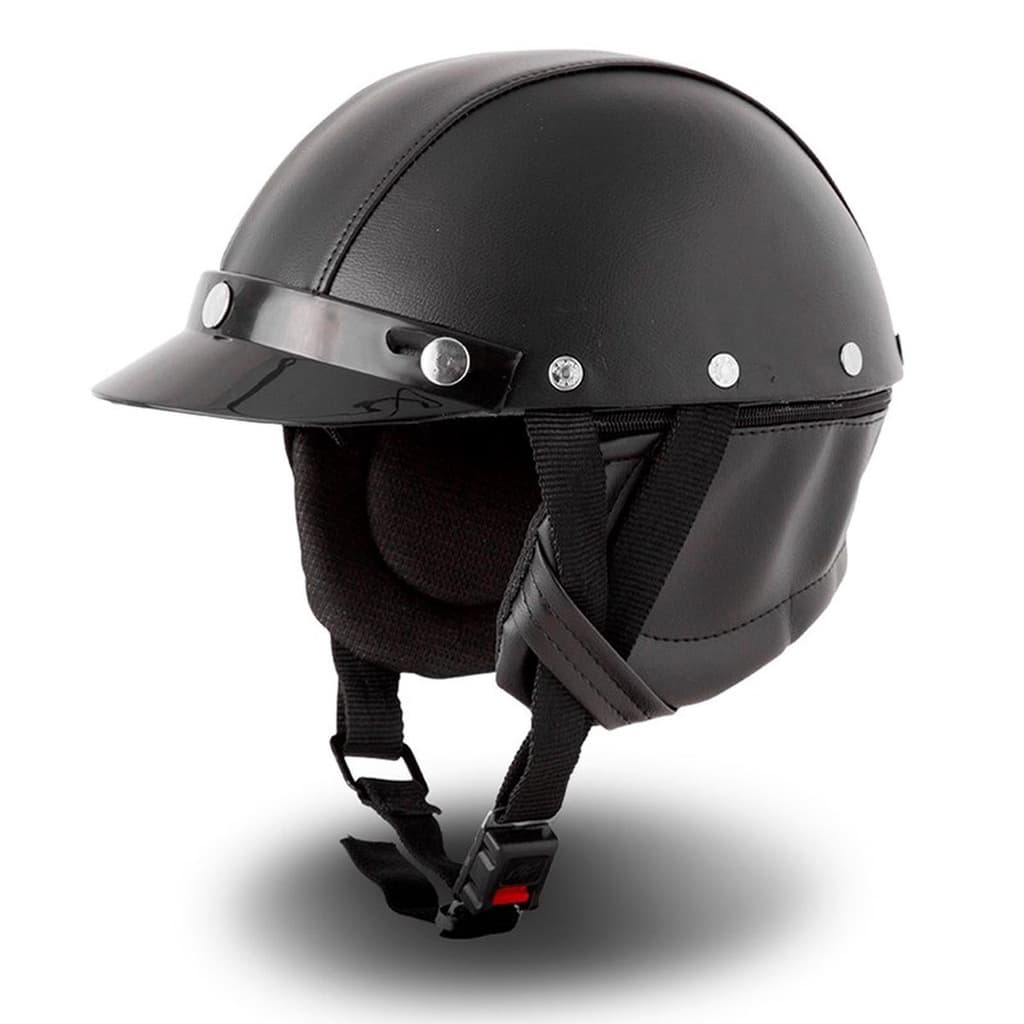 Capacete Moto Coquinho Custom Pro Tork Couro Modelo Boulevard Harley Tamanho Único