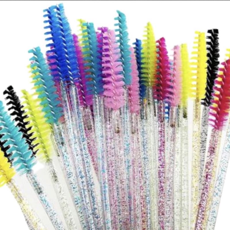 100 Escovinhas Com Glitter / Lisa  Extensão Cílios Alongamento Sobrancelha Descartável